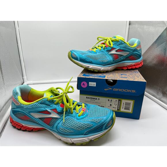 Brooks Ravenna 5 White Neon Pink Blue Running Walking Athletic Shoes Womens 9.5 - Picture 1 of 7